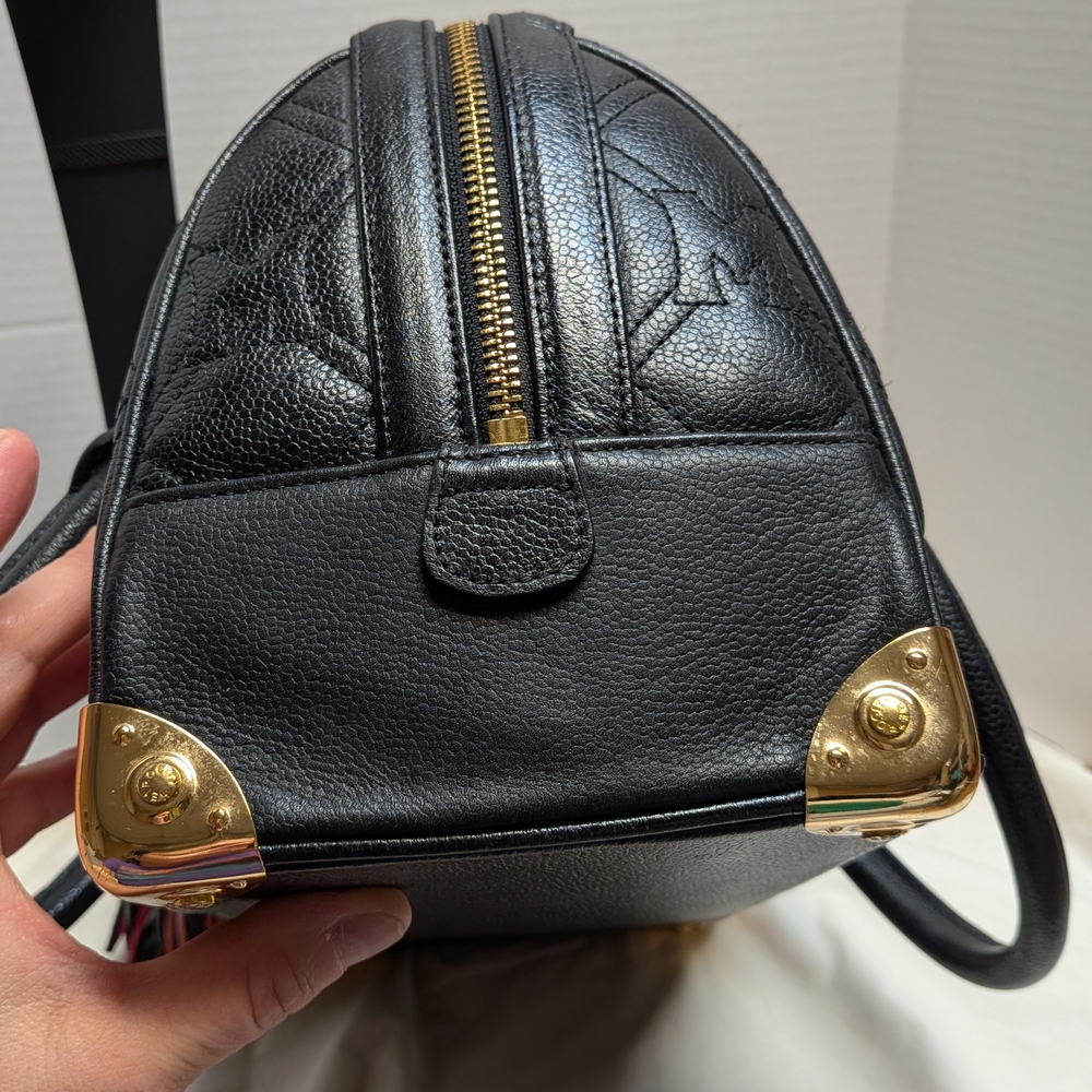 Metrocity Brand Black Quilted Satchel with Red and Mint Stripe - Picture 8 of 13